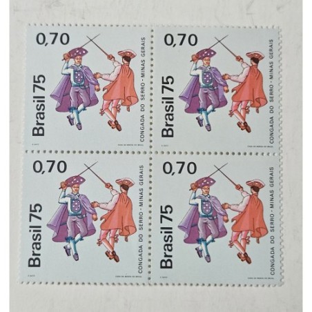 Filatelia Selos Brasil 1975 Congada do Serro Minas Gerais