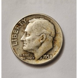 Moeda dos estados unidos 1 Dime 1958 prata Roosevelt