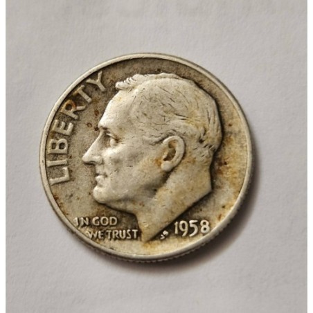 Moeda dos estados unidos 1 Dime 1958 prata Roosevelt
