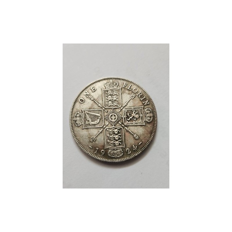 Moeda de 1 Florin - Rei George V - Grã-Bretanha - Inglaterra Prata 1924
