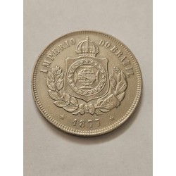 Moeda Brasil 200 reis 1877 mbcS linda peça