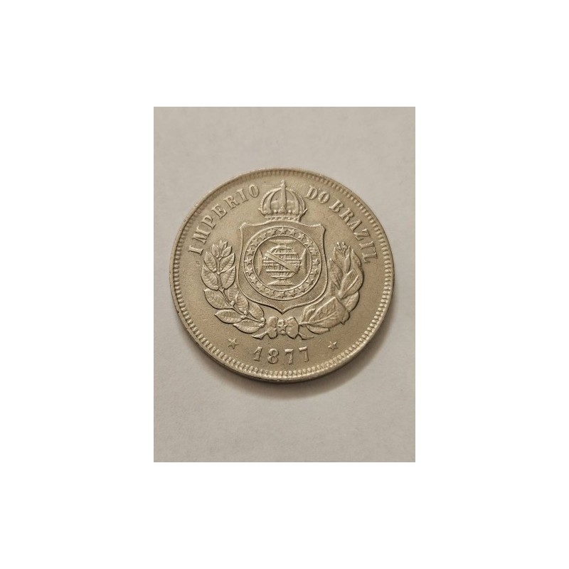 Moeda Brasil 200 reis 1877 mbcS linda peça