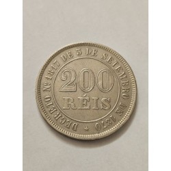 Moeda Brasil 200 reis 1877 mbcS linda peça