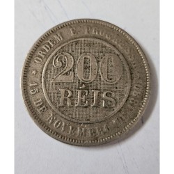 V045 Moeda Brasil 200 reis 1889 republica MBC