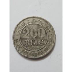 Oportunidade para colecionadores! Adquira a autêntica moeda de 200 Réis do Brasil de 1898, um item histórico da Primeira Repúbli