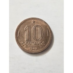 Moeda Brasil 10 centavos 1942 Niquel Rosa SFC