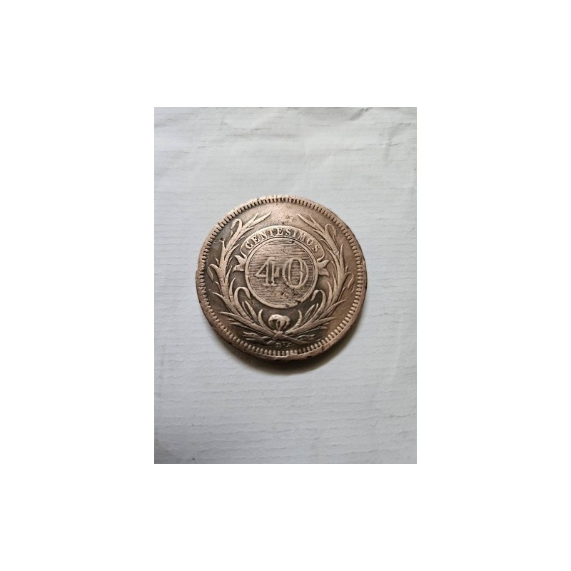 Moeda do Uruguai 40 centésimos de peso forte 1857