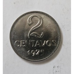 Adquira esta bela e rara moeda de 2 Centavos de 1975 do Brasil. Em condição impecável (Flor de Cunho - FC), é uma peça essencial