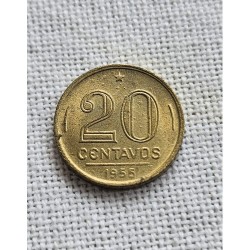 Moeda Brasil 20 centavos 1955 Flor de Cunho