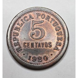 Moeda Portugal 5 Centavos 1920 - Data Escassa | Numismática Soberba