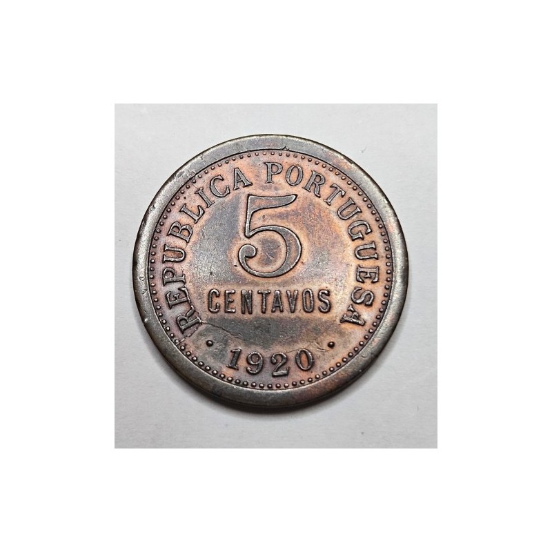 Moeda Portugal 5 Centavos 1920 - Data Escassa | Numismática Soberba