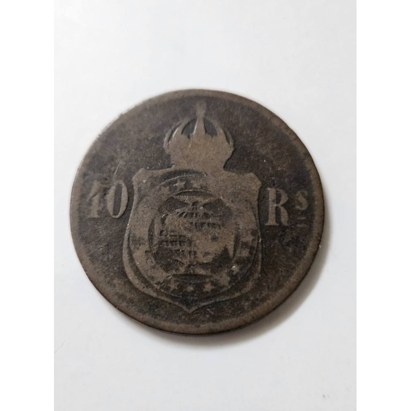 Moeda Brasil império 40 reis 1877 data difícil B794