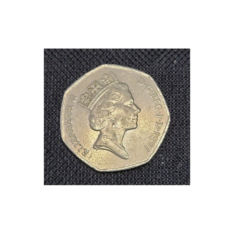 Moeda da Inglaterra 50 pence 1997 Rainha Elizabeth II