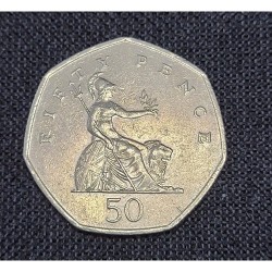 Moeda da Inglaterra 50 pence 1997 Rainha Elizabeth II