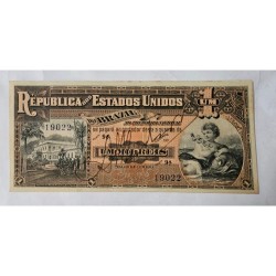 Cédula Brasil 1 mil réis R076 leve marca central SFE