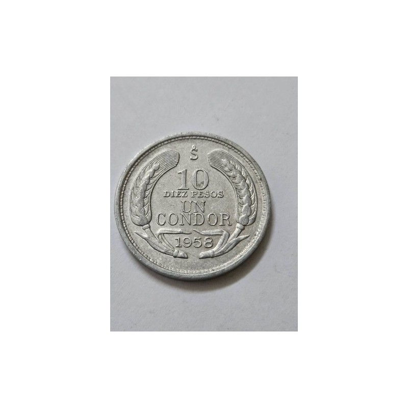 Moeda do Chile 10 pesos 1958