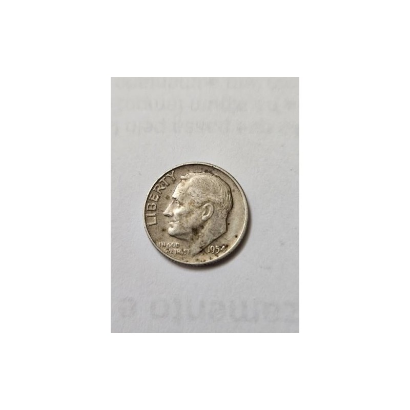 Moeda Estados Unidos 1 Dime 1954 Prata Franklin Roosevelt