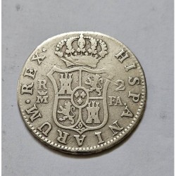 Moeda da Espanha 2 reales 1806 prata Carolus IIII