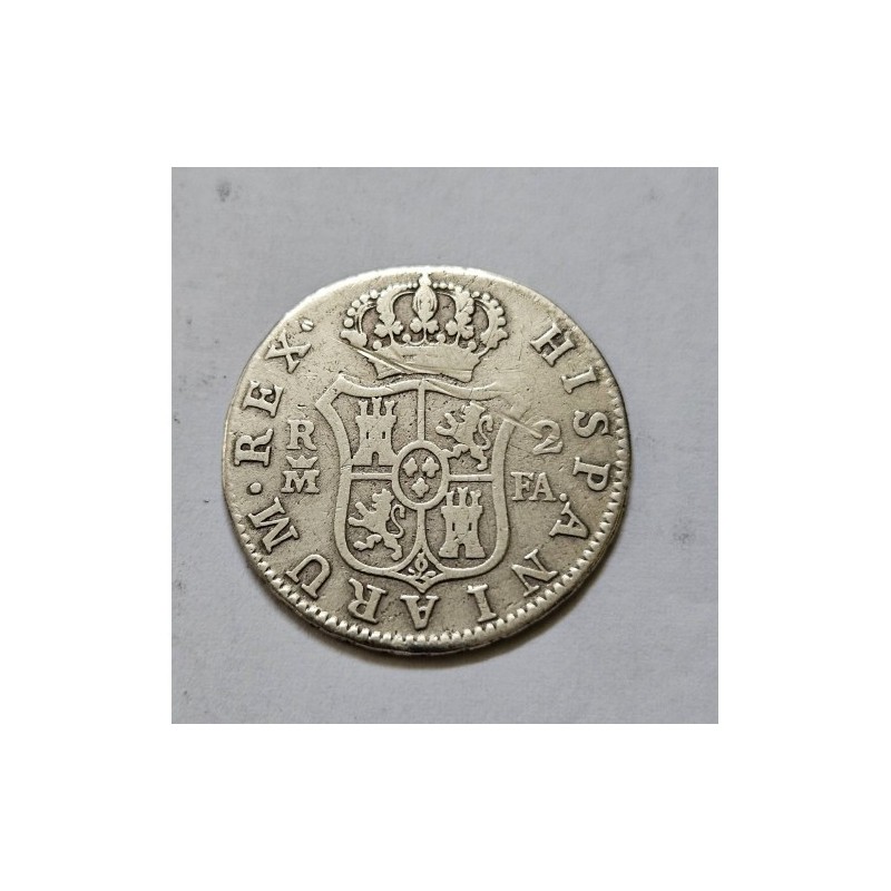 Moeda da Espanha 2 reales 1806 prata Carolus IIII