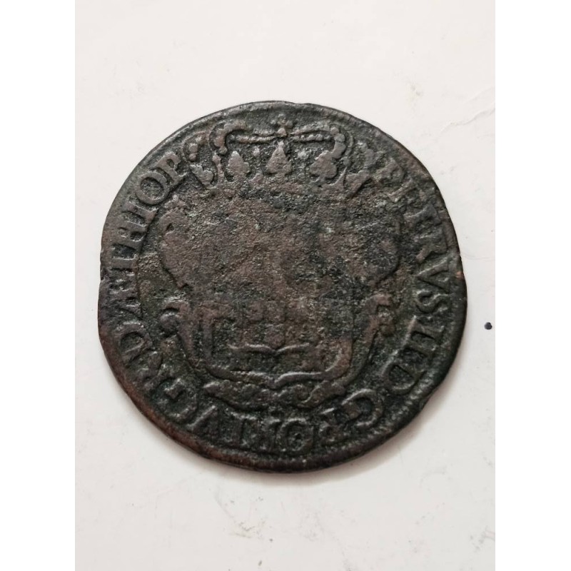 Moeda Brasil Colônia XX reis 1697 PPPP linda peça