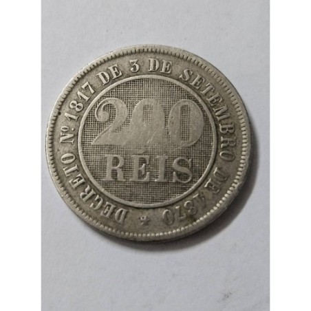 Moeda Brasil império 200 réis 1887 MBC