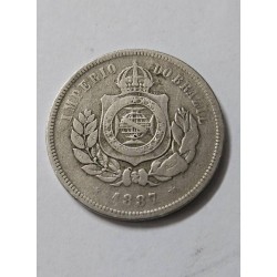 Moeda Brasil império 200 réis 1887 MBC