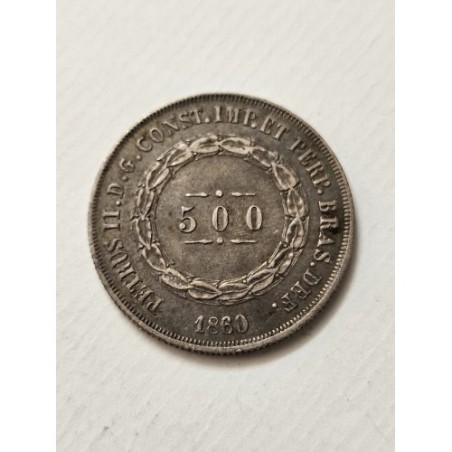 Moeda Brasil 500 reis 1860 Soberba linda patina