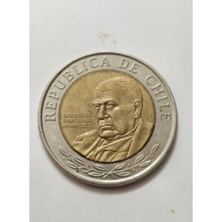 Moeda do Chile 500 pesos 2015 bimetalica