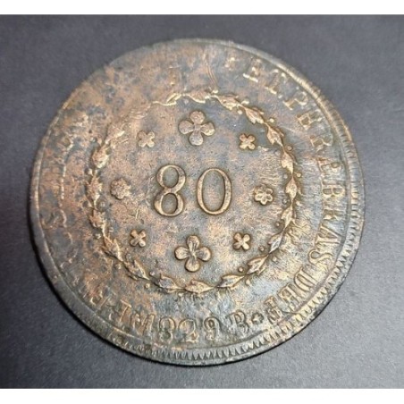 Moeda Brasil Império 80 reis 1829 Bahia