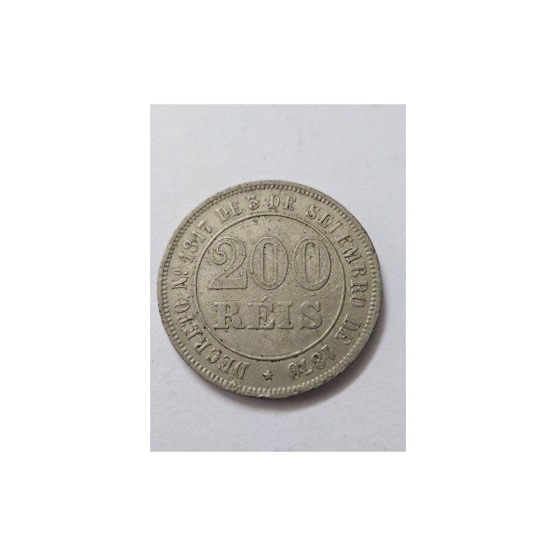Moeda Brasil Império 200 Réis 1871 MBC