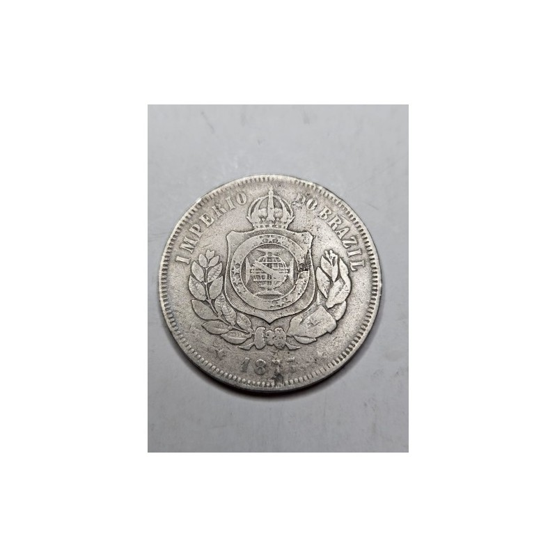 Moeda Brasil 200 réis 1877 império MBC