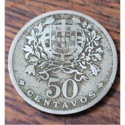 Moeda Portugal 50 centavos 1935 data rara cunhada para Açores