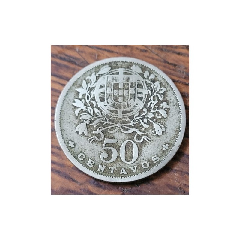 Moeda Portugal 50 centavos 1935 data rara cunhada para Açores