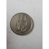 Venda de moeda de 10 Cents da África do Sul, ano de 1965, com a efígie de Jan van Riebeeck e a flor Protea. Item de colecionador