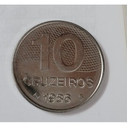 Moeda Brasil 10 cruzeiros 1986 data dificil Soberba