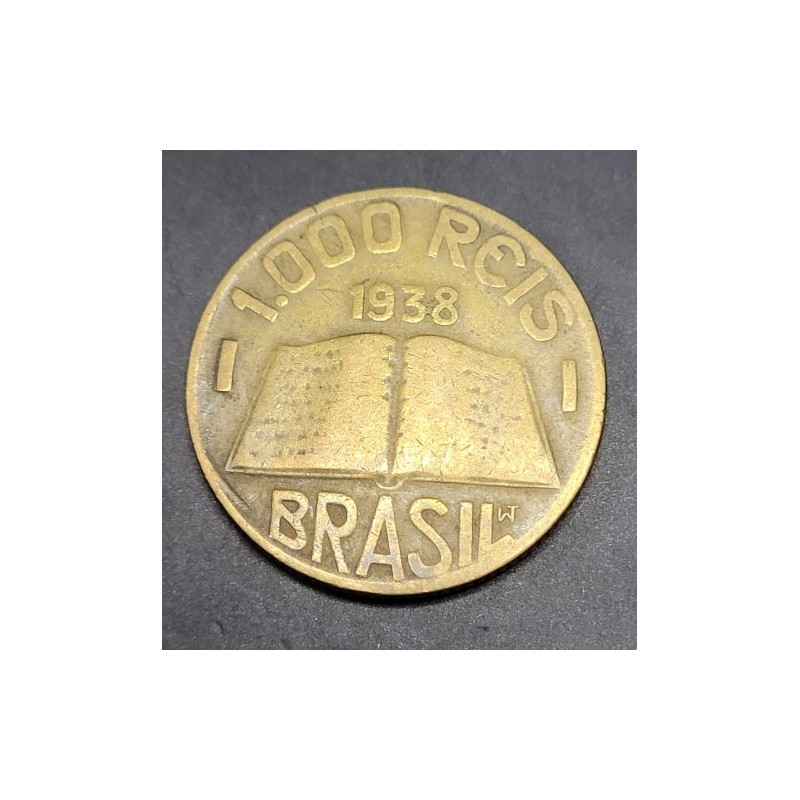 Moeda Brasil 1000 reis 1938 Anchieta Mbc