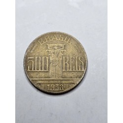 Moeda Brasil 500 réis 1938 Diogo Feijó MBC