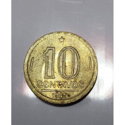 Moeda Brasil 10 centavos 1945 sem sigla S-FC V-181A