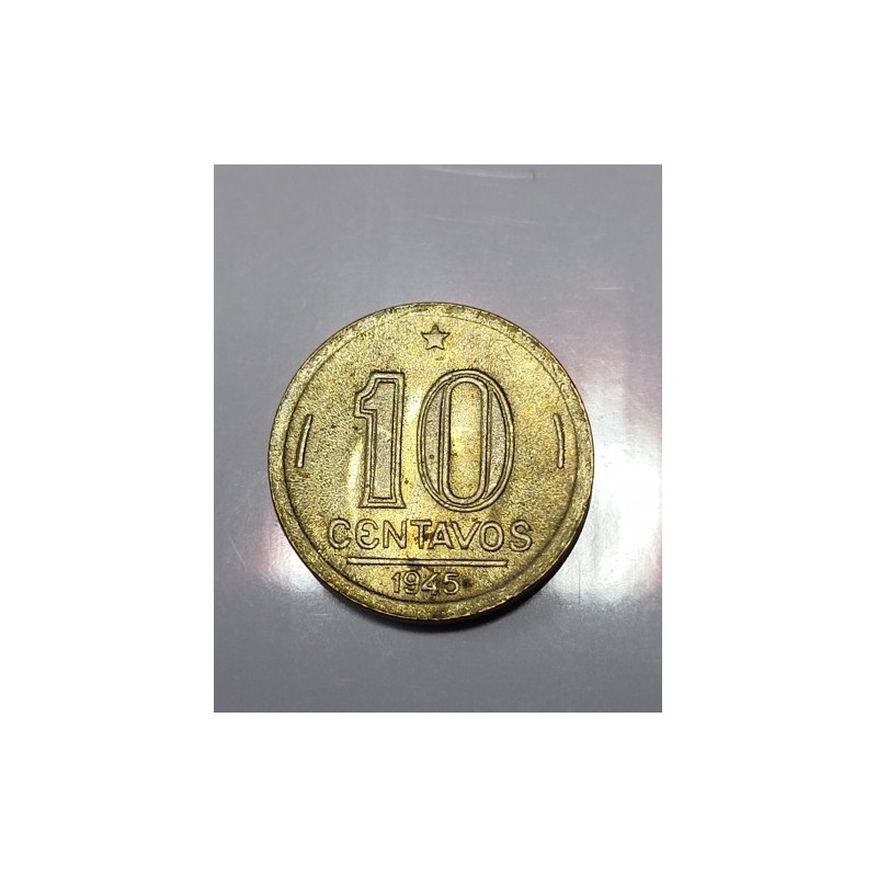 Moeda Brasil 10 centavos 1945 sem sigla S-FC V-181A
