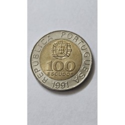 Moeda de Portugal 100 escudos 1991 Pedro Nuno
