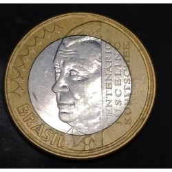 Moeda Brasil 1 real Juscelino Kubitschek 2002 bimetalica MBC
