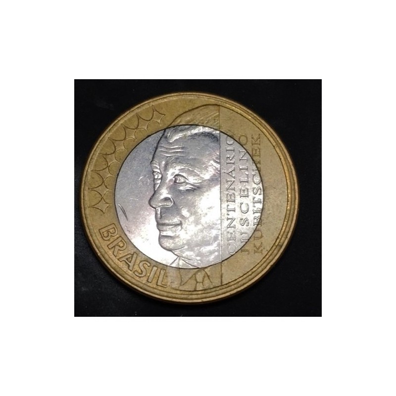 Moeda Brasil 1 real Juscelino Kubitschek 2002 bimetalica MBC