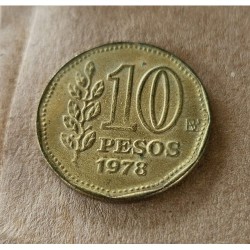 Moeda da Argentina 10 pesos 1978 Sol Argentino