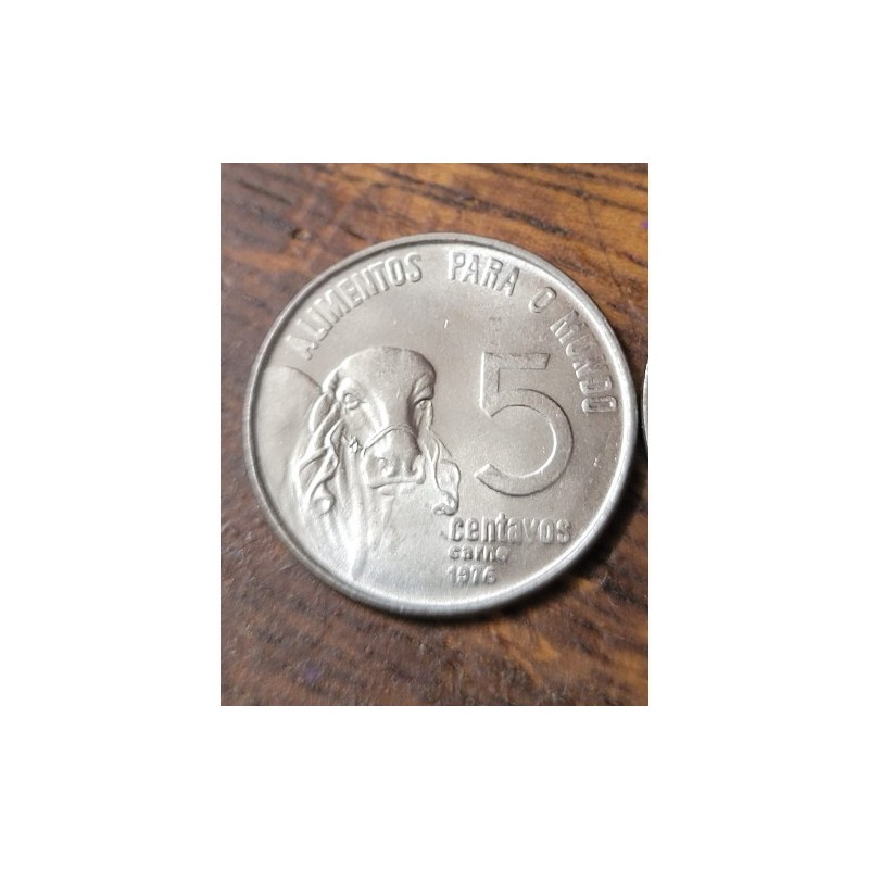 Moeda Brasil 5 centavos 1976 Carne Série FAO S-FC