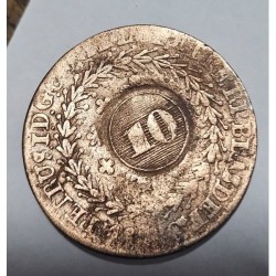 Moeda Brasil Império 40 reis carimbo 10 1828G Goiás