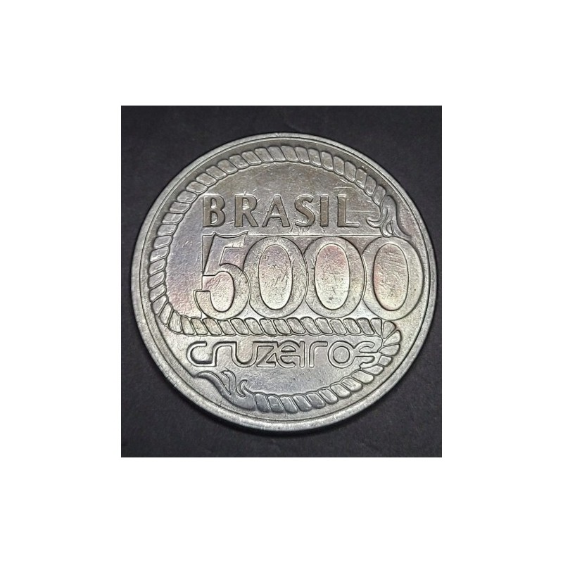 Moeda Brasil 5000 cruzeiros 1992 Tiradentes Soberba