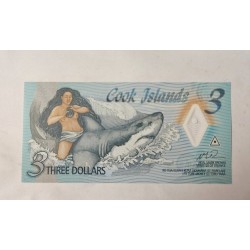 Cédula das Ilhas Cook 3 dólares Polímero FE