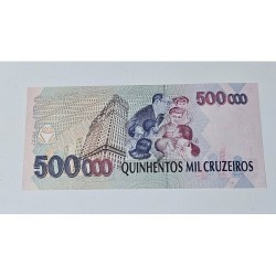Adquira esta cédula rara de 500 Cruzeiros Reais de 1993, com a efígie de Mário de Andrade. Item de colecionador em excelente est