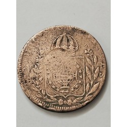 Moeda Brasil Império Cobre 80 réis carimbo 40 1829 R