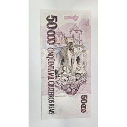 Venda de cédula de 50.000 Cruzeiros Reais "Baiana do Acarajé" da série rara 0001. Em excelente estado de conservação, 